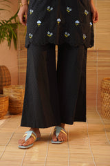 Black Floral Scallop Tunic Set