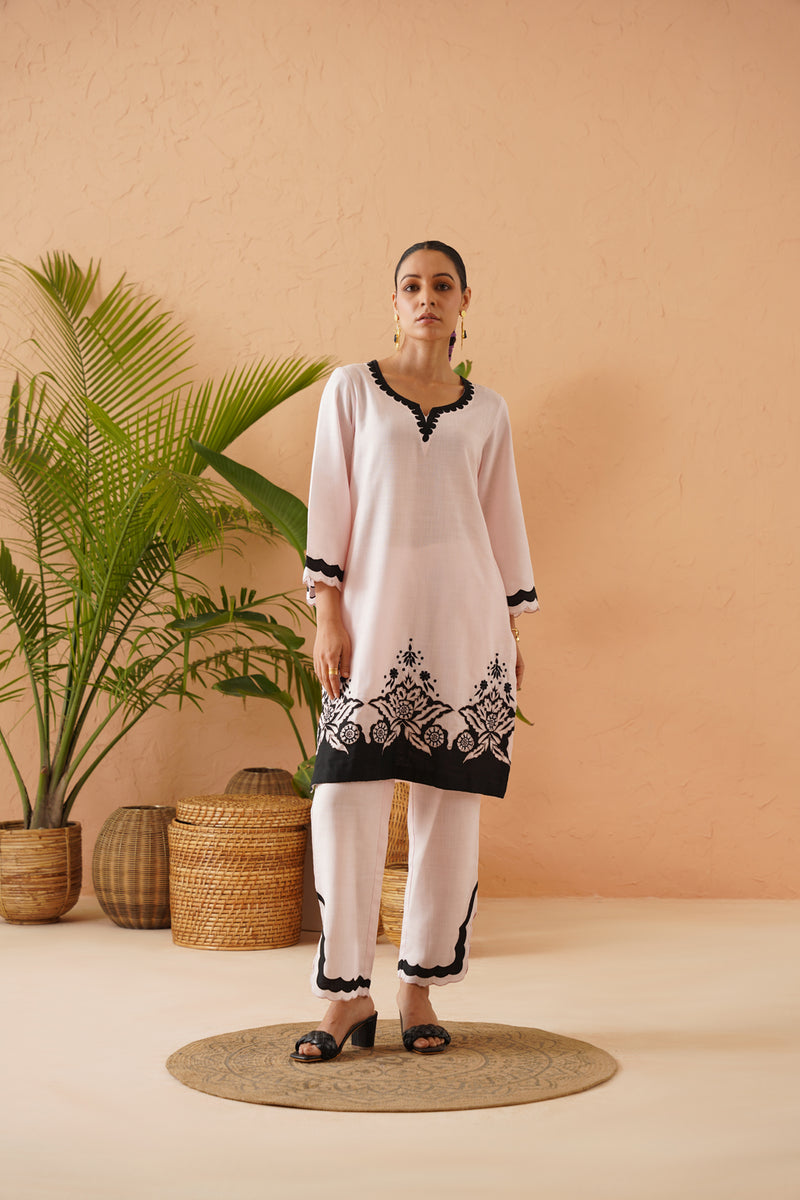 Pink And Black Tunic Set