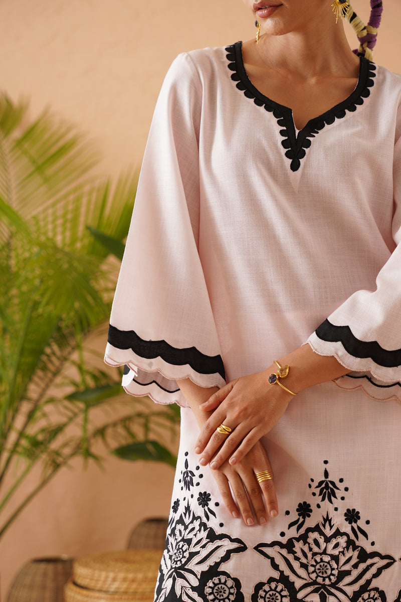 Pink And Black Tunic Set