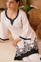 Pink And Black Tunic Set