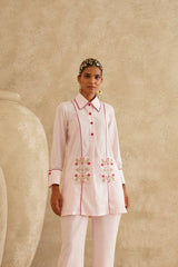 Pink Embellished Pocket  Tunic Set