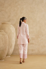 Pink Embellished Pocket  Tunic Set