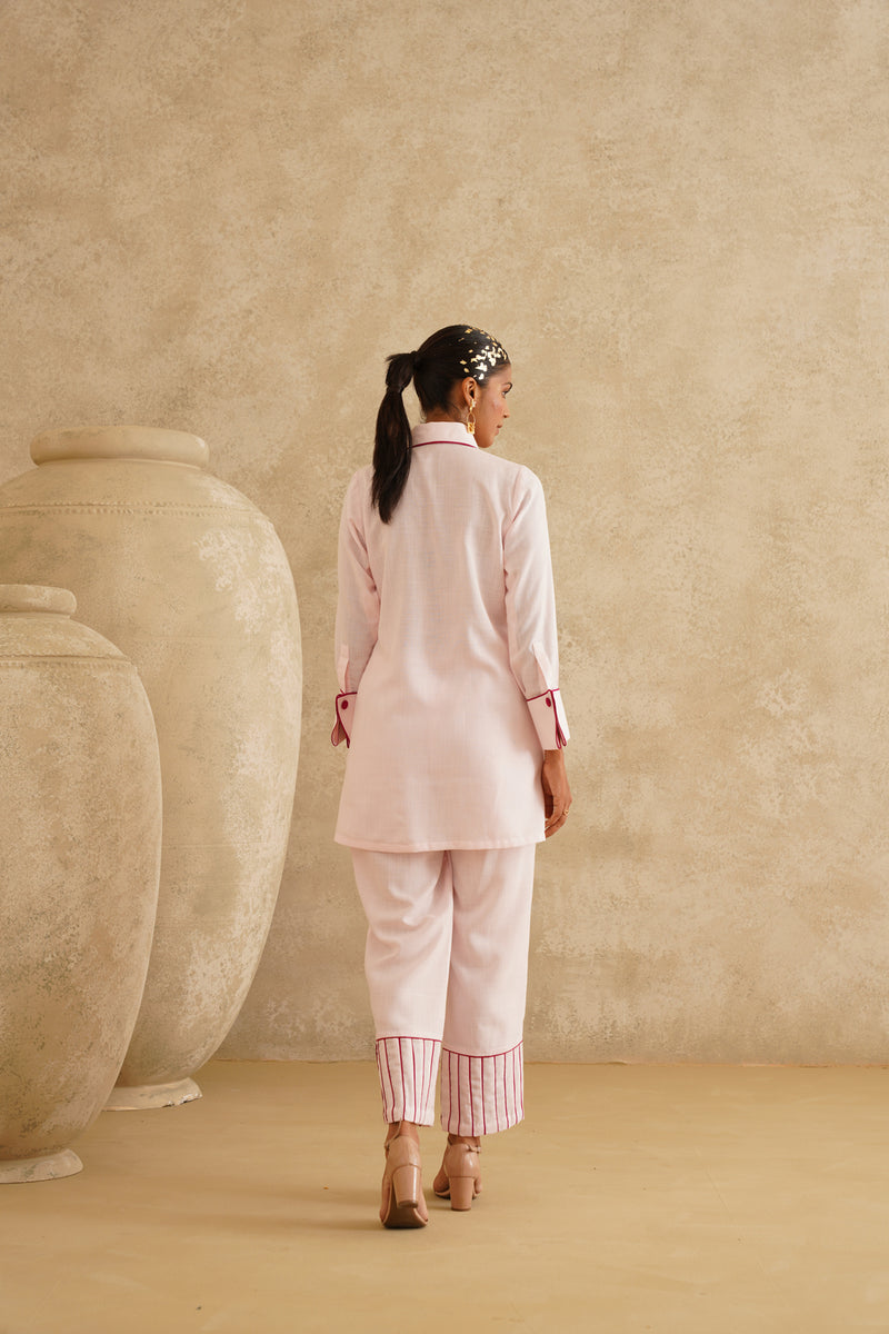 Pink Embellished Pocket  Tunic Set