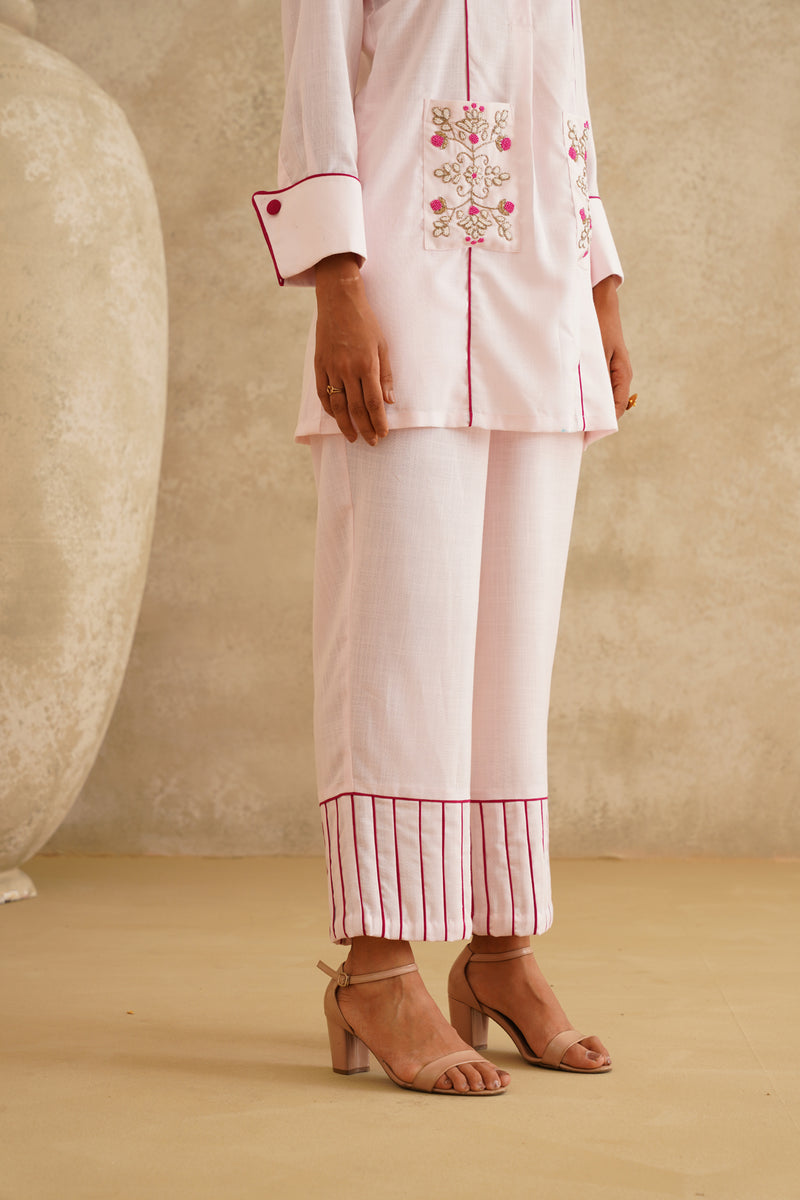 Pink Embellished Pocket  Tunic Set