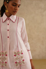 Pink Embellished Pocket  Tunic Set