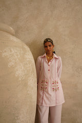 Pink Embellished Pocket  Tunic Set