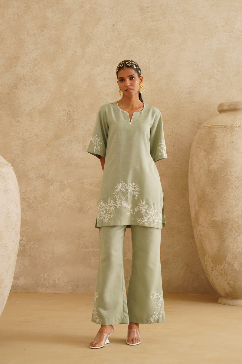 Sage Garden Embroidered Tunic Set