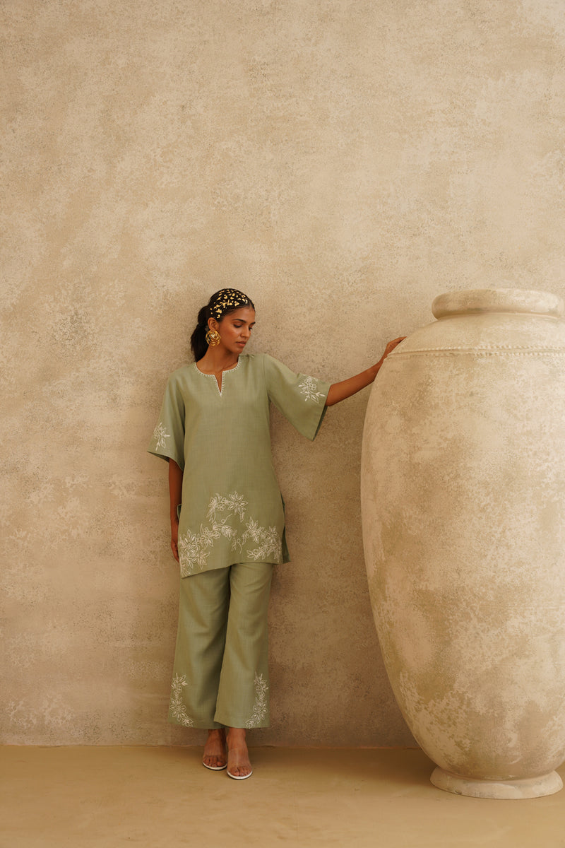 Sage Garden Embroidered Tunic Set