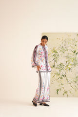 White Multi-Floral Velvet Co-ord Set
