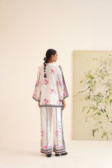 White Multi-Floral Velvet Co-ord Set