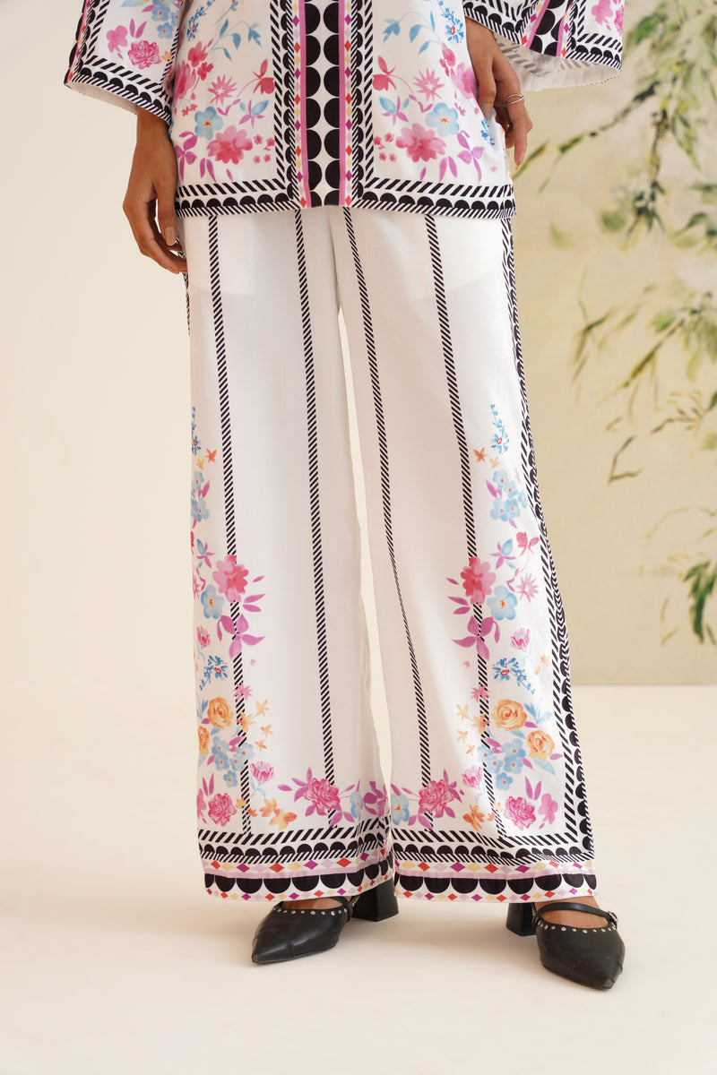 White Multi-Floral Velvet Co-ord Set