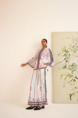 White Multi-Floral Velvet Co-ord Set