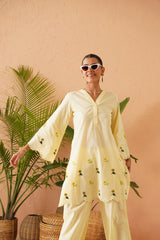 Lemon Floral Scallop Tunic Set