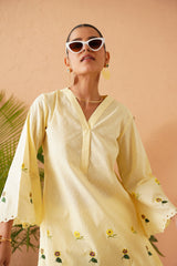 Lemon Floral Scallop Tunic Set