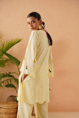 Lemon Floral Scallop Tunic Set