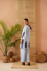 Blue Applique Pocket Tunic Set