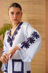 Blue Applique Pocket Tunic Set